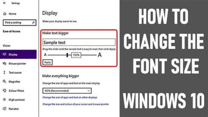 How do I increase font rendering in Windows 10?
