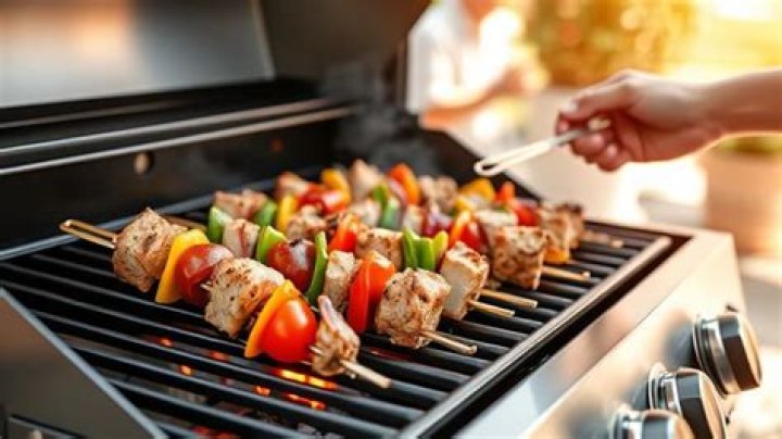 How do you cook shish kabobs on a gas grill?