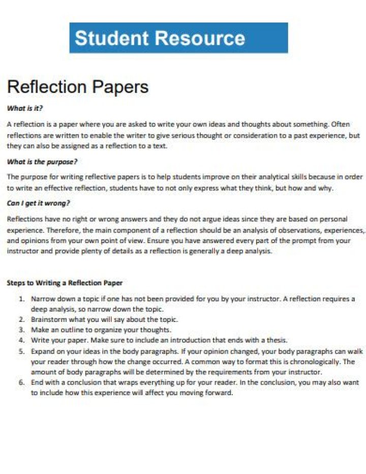 How do you write a reflection paper for university?