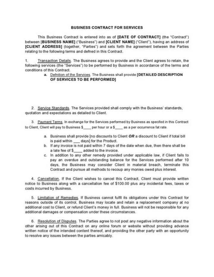 How do you write a simple business contract?