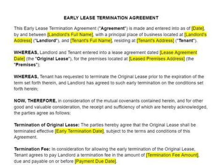 How much is a lease termination fee?