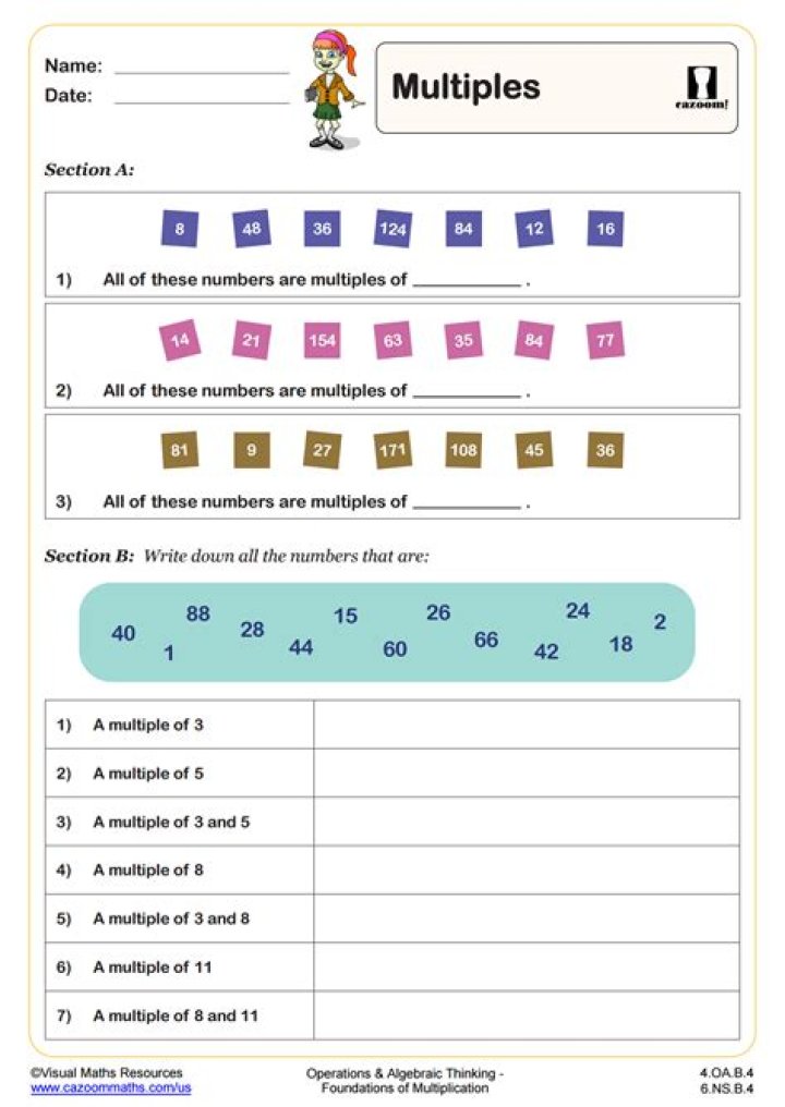 What are the first 3 multiples of 4?