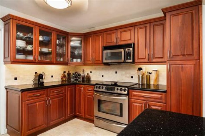 What color goes with wood cabinets?