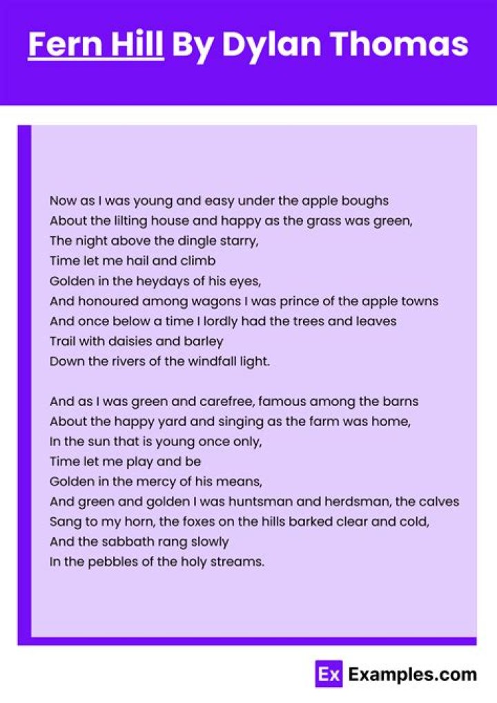 What is Fern Hill in the poem of that name by Dylan Thomas