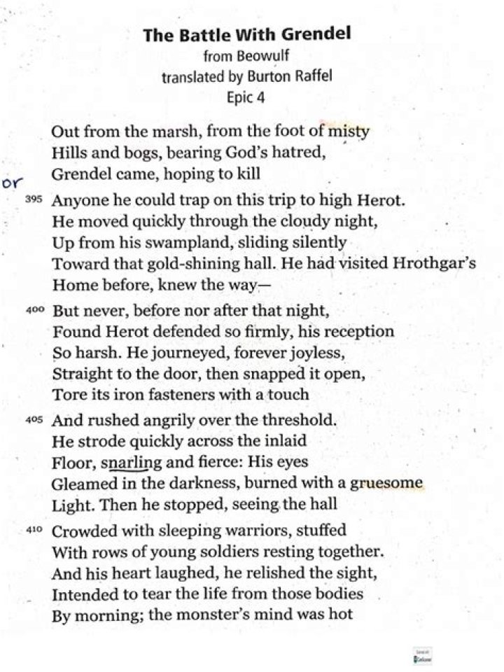 What is the conflict of the story the battle with Grendel?