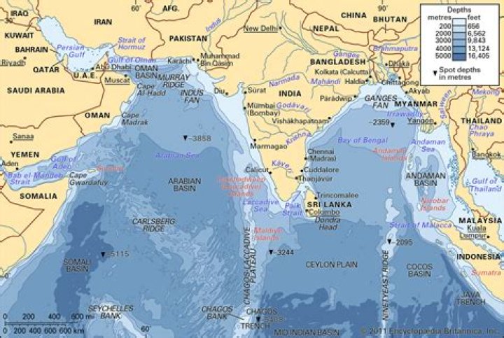 What is the depth of the Arabian Sea?