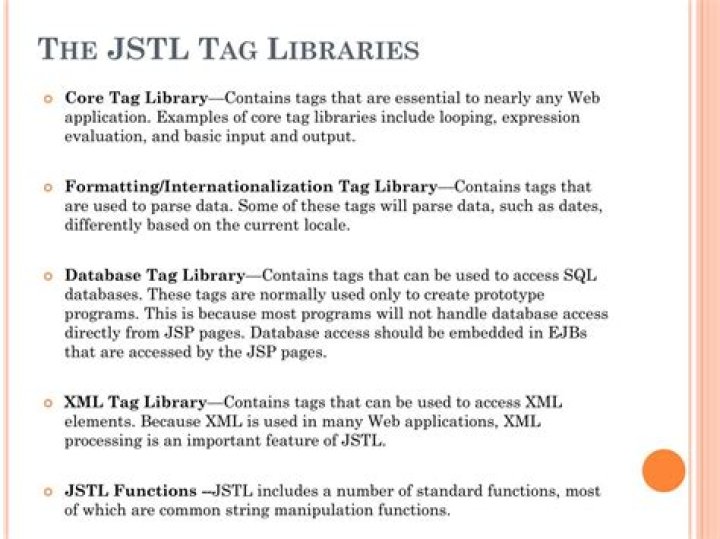 What is the purpose of JSTL tag library?