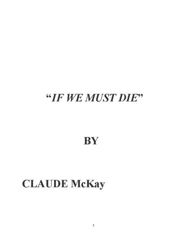 Why did Claude McKay write if we must die